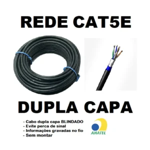 Cabo lan CAT-5E Dupla Capa Blindado -Preto 100M