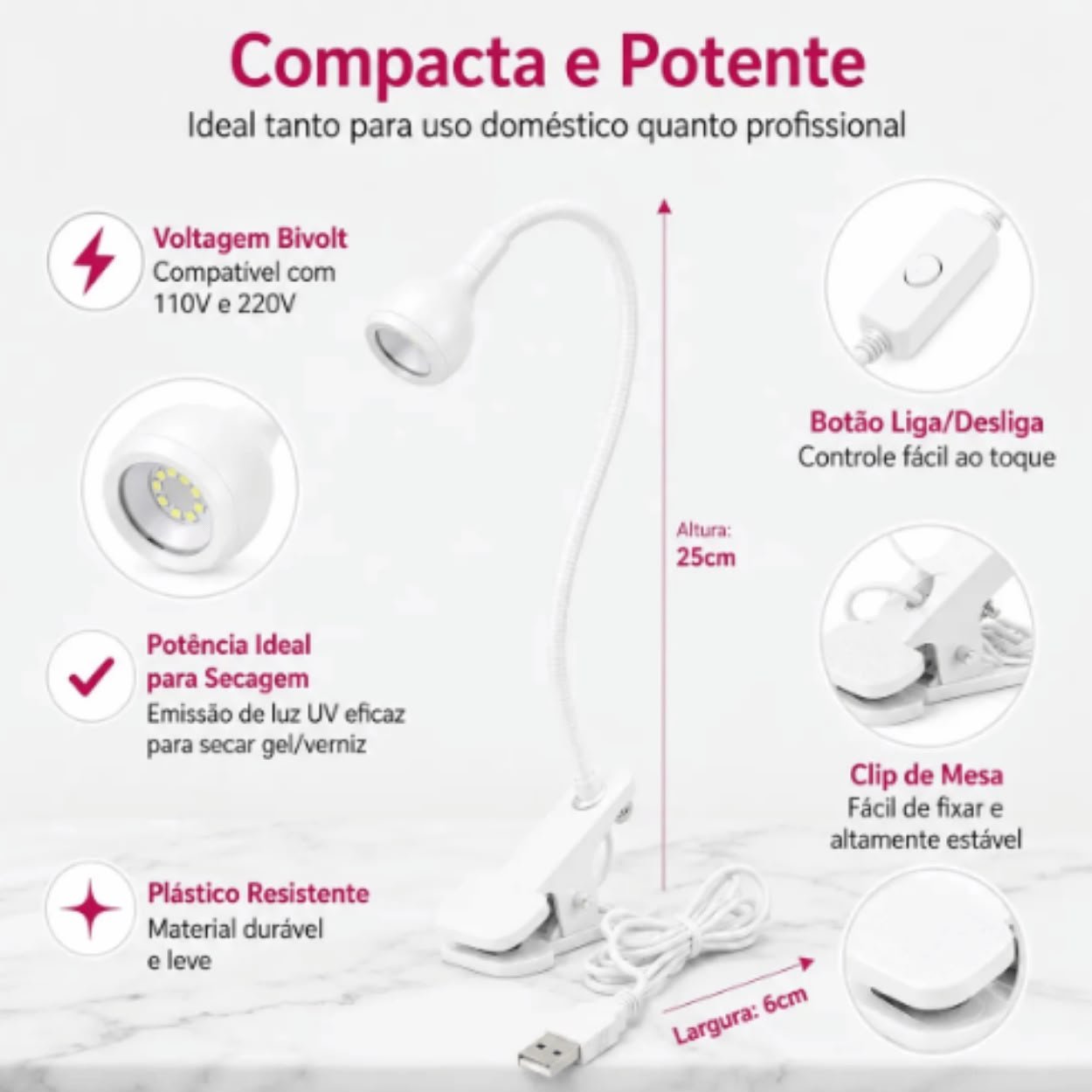 led UV com clipe OIH-5421 - Imagem 2