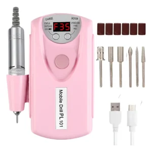 Lixadeira Unha Lixa Elétrica Profissional Bloco Motor Bivolt Cor Rosa